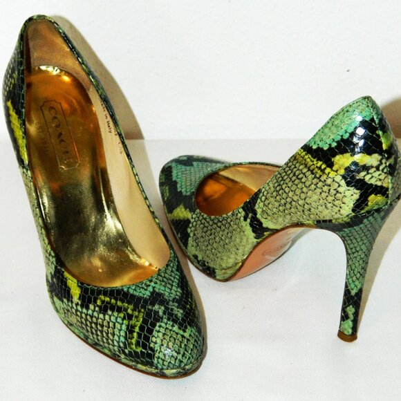 Coach Embossed Python Pumps - Picture 2 of 9